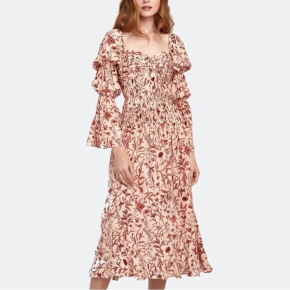 AMUR Filipa Floral Silk Midi Dress | SZ 6 - Picture 5 of 16